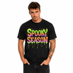 Spooky Season Neon Drip Retro Halloween Bat Graphic Men's T-Shirt