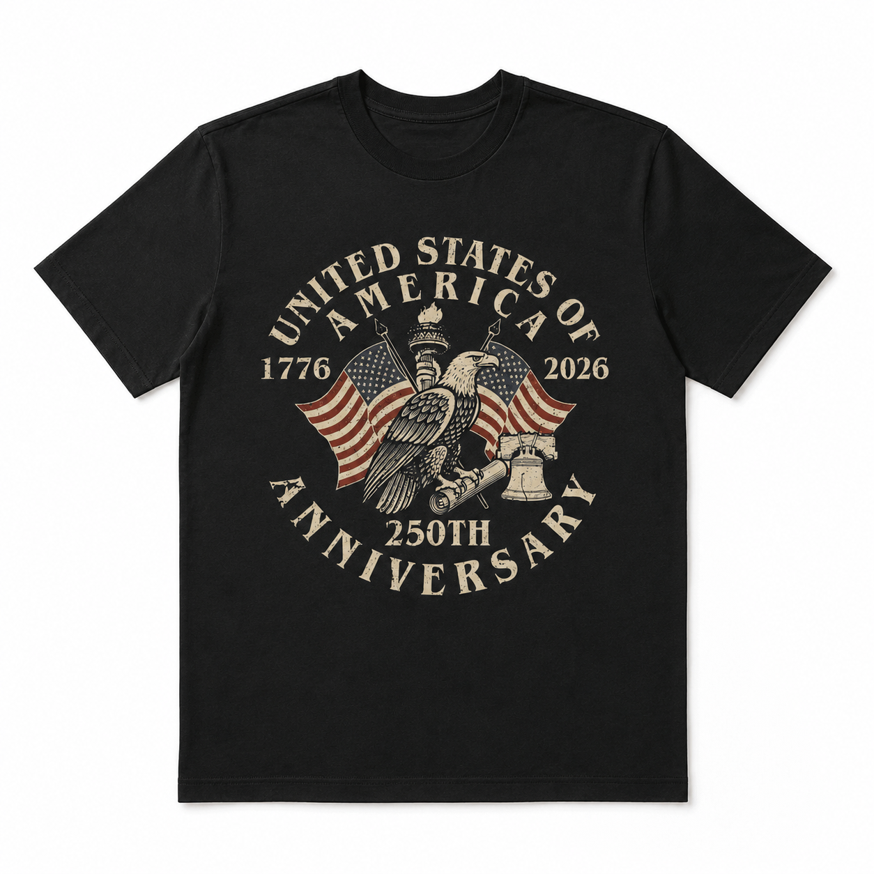 Vintage USA 250th Anniversary T-Shirt 1776-2026 Patriotic Independence Tee