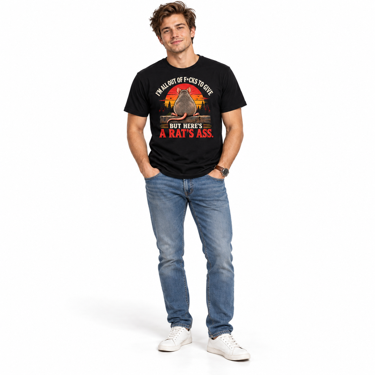 I'm All Out of F*cks to Give Funny Rat Humor Graphic Men's T-Shirt