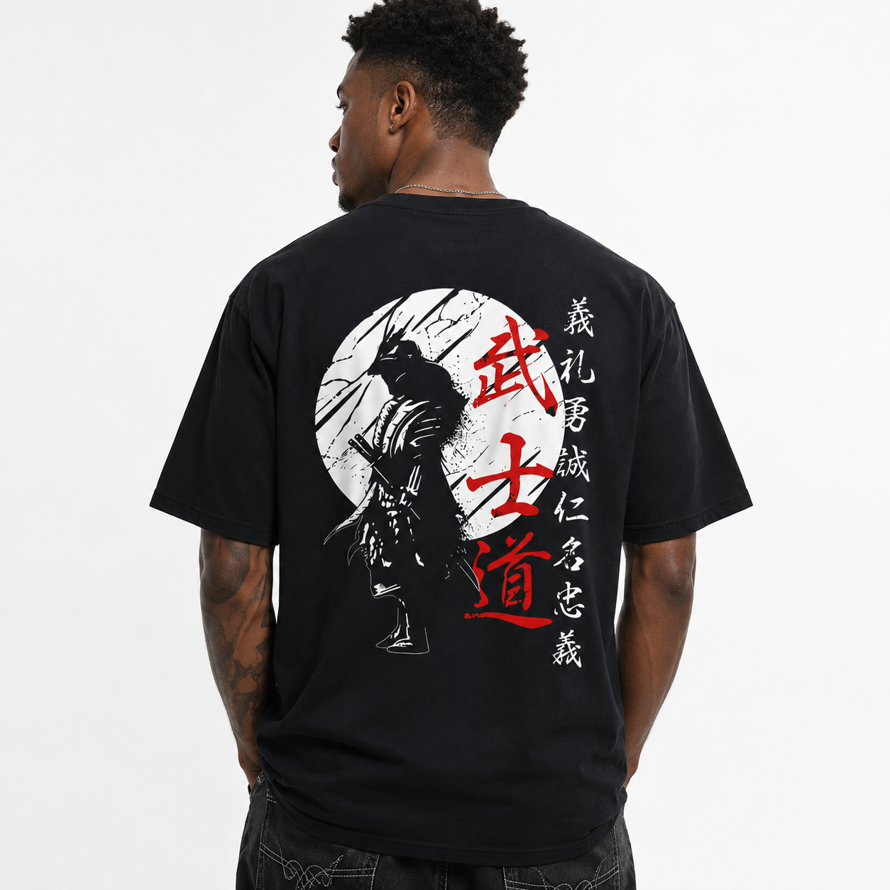 Samurai Graphic Print T Shirt Japanese Warrior Emo Grunge Streetwear Tee