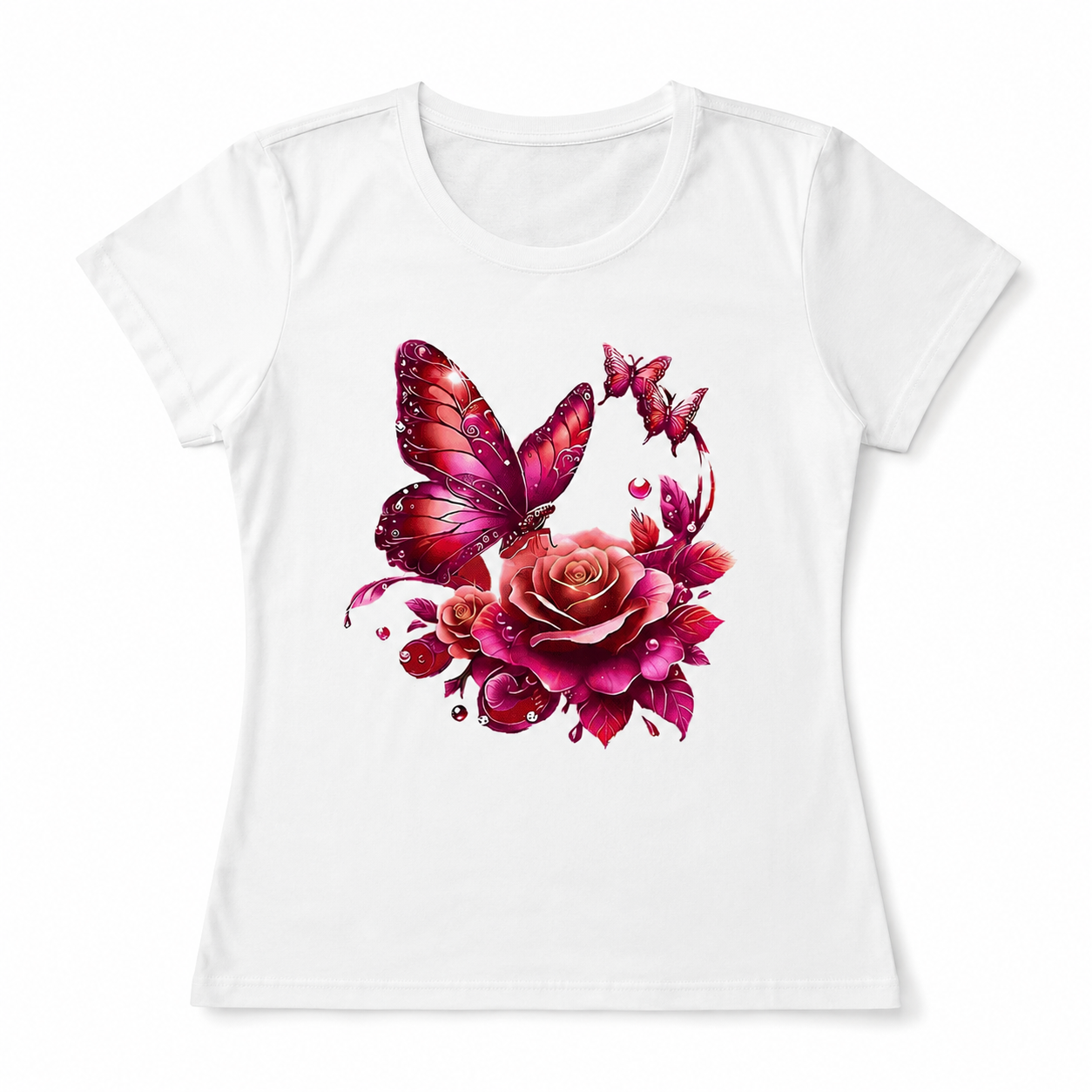 Women Creative Floral Graphic T-Shirt Elegant Flower Casual Crew Neck Tee Top