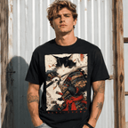 Samurai Cat Warrior T-Shirt Ukiyo Ink Japanese Art Graphic Streetwear Tee