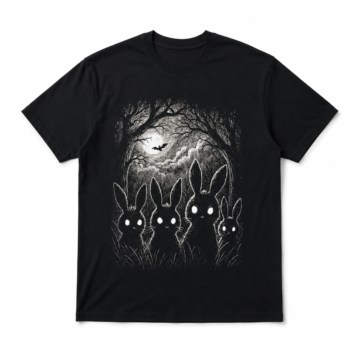 Creepy Rabbits Haunted Forest Gothic Horror Halloween Graphic Men's T-Shirt