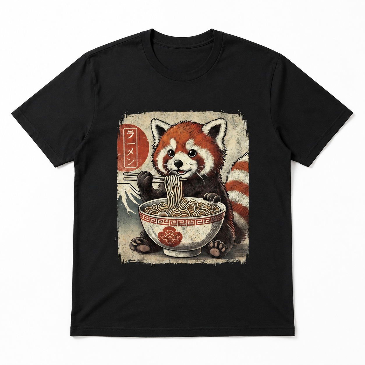 Red Panda Ramen T-Shirt | Japanese Ukiyo-e Style Anime Graphic Tee