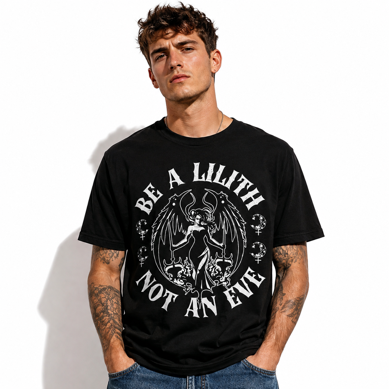 Be a Lilith Not an Eve Gothic Demon Witch Occult Graphic Men's T-Shirt