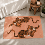 Tibettian Tiger Rug, Pink Orange Tiger Rug, Modern Animal Print Rug, Bathroom Decor, Tiger Carpet, Modern Art Area Rug for Living Room