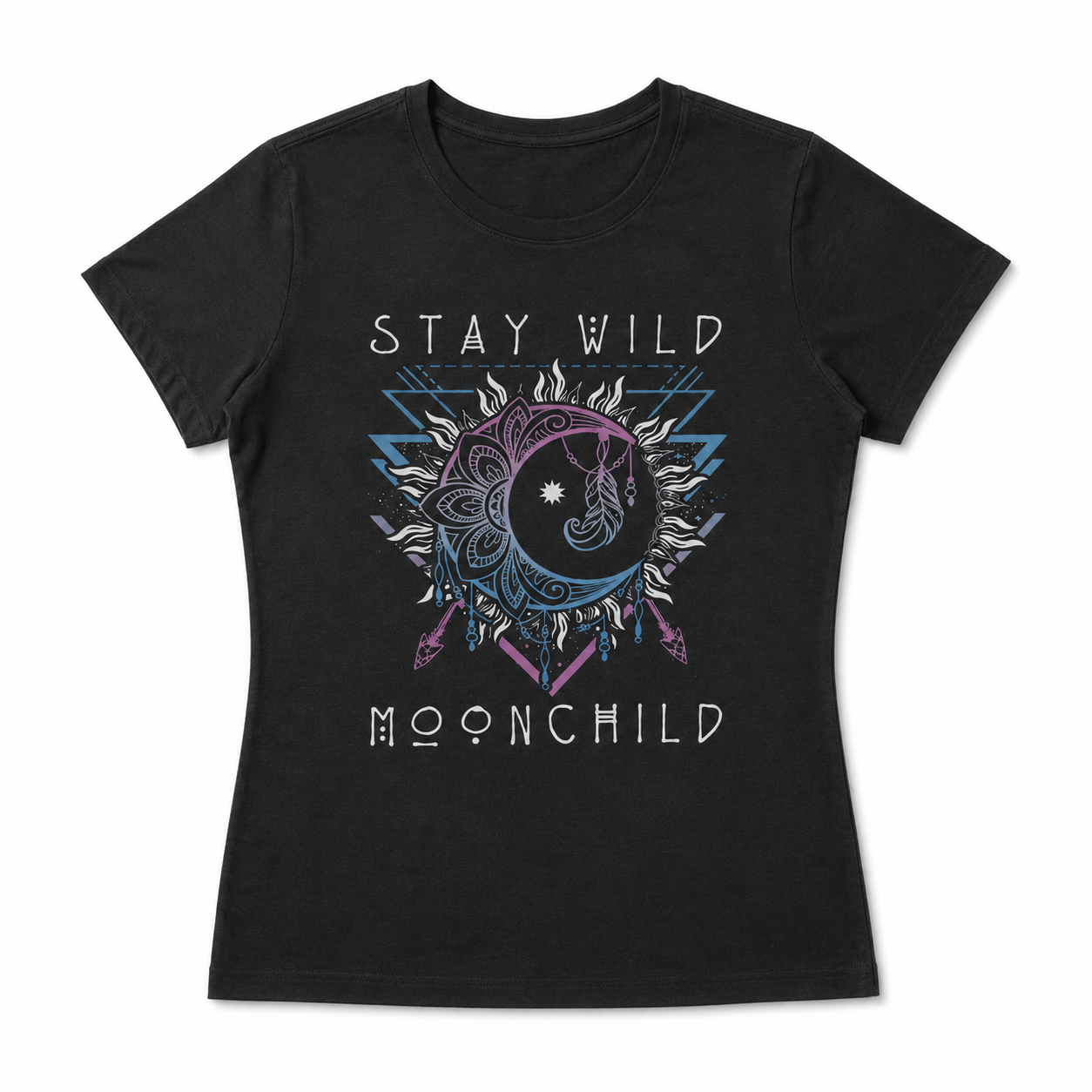 Stay Wild Moonchild Graphic Tee - Mystical Celestial Boho Moon T-Shirt