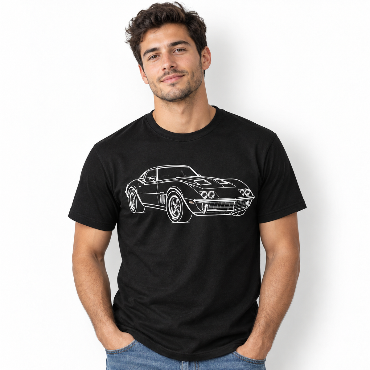 Classic Sports Car Outline Vintage Auto Men's Graphic T-Shirt