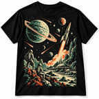 Retro Space Adventure Astronaut Rocket Planet Men's Graphic T-Shirt