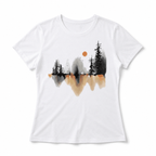 Mountain Lake Reflection T-Shirt | Artistic Nature Watercolor Graphic Tee