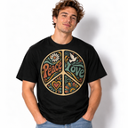 Peace Love Retro Hippie Dove Floral Men's Graphic T-Shirt