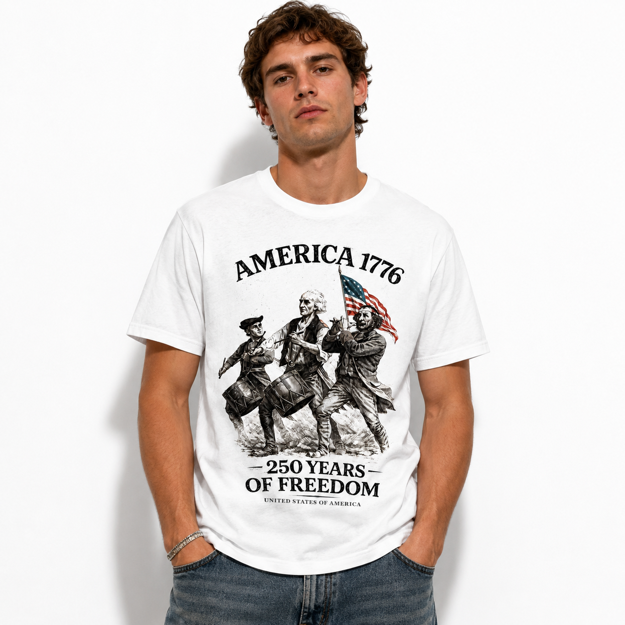 USA 250th Anniversary We The People Patriotic Men's T-Shirt 1776-2026