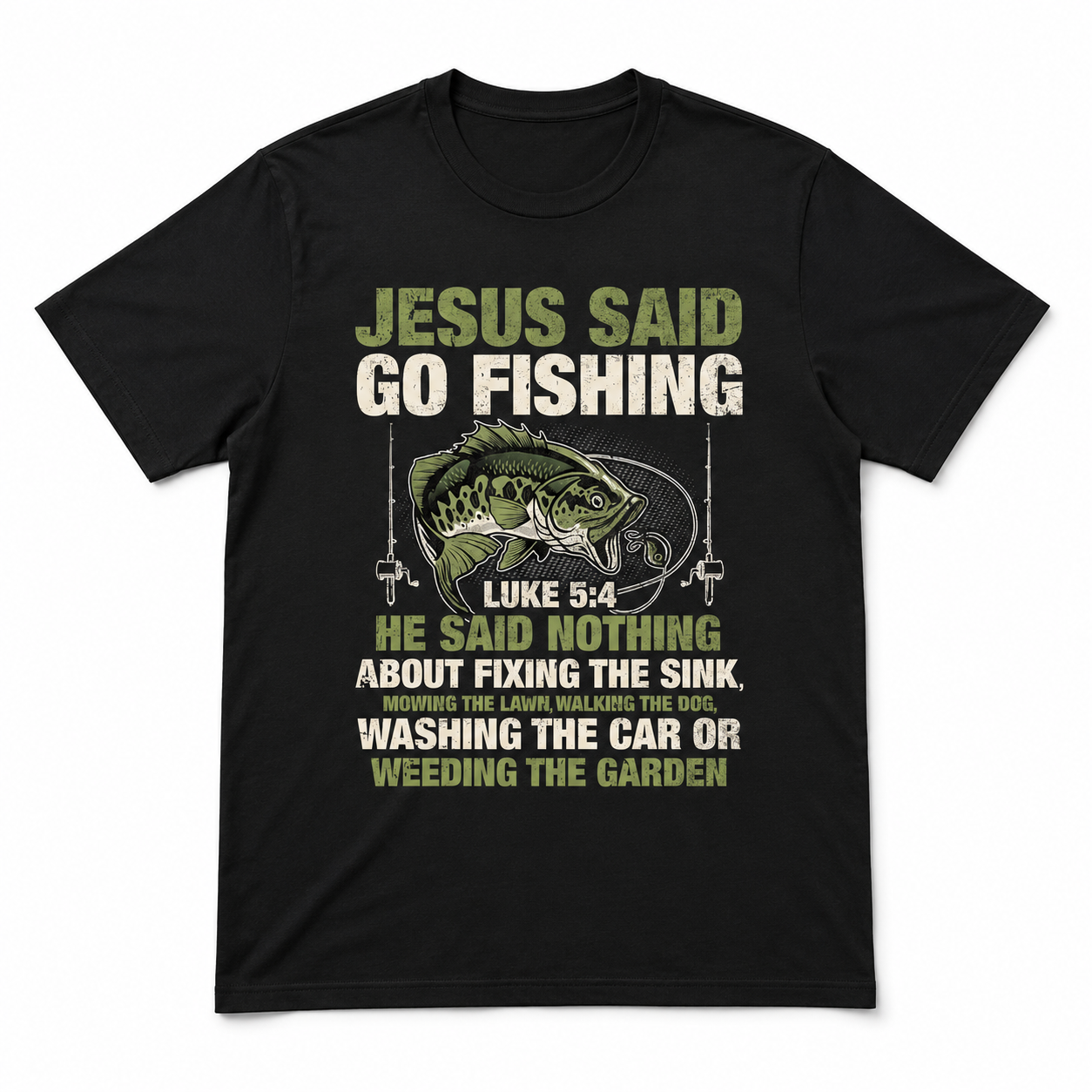 Instructed to Go Fishing Christian Bass Fishing Graphic T Shirt Faith Gift