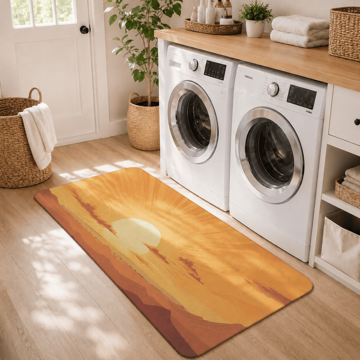 Sunset Desert Landscape Floor Mat Quick Dry Super Absorbent Non Slip Decor