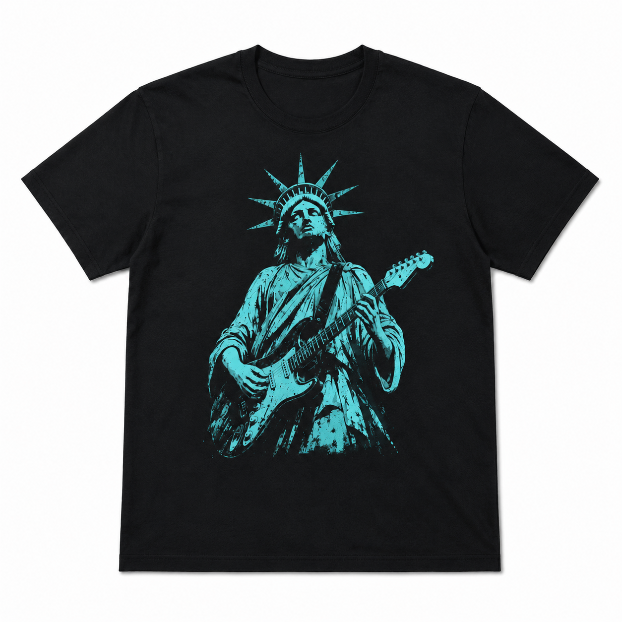 Men's 250 Years of Freedom Statue of Liberty Guitar Graphic Patriotic T-Shirt
