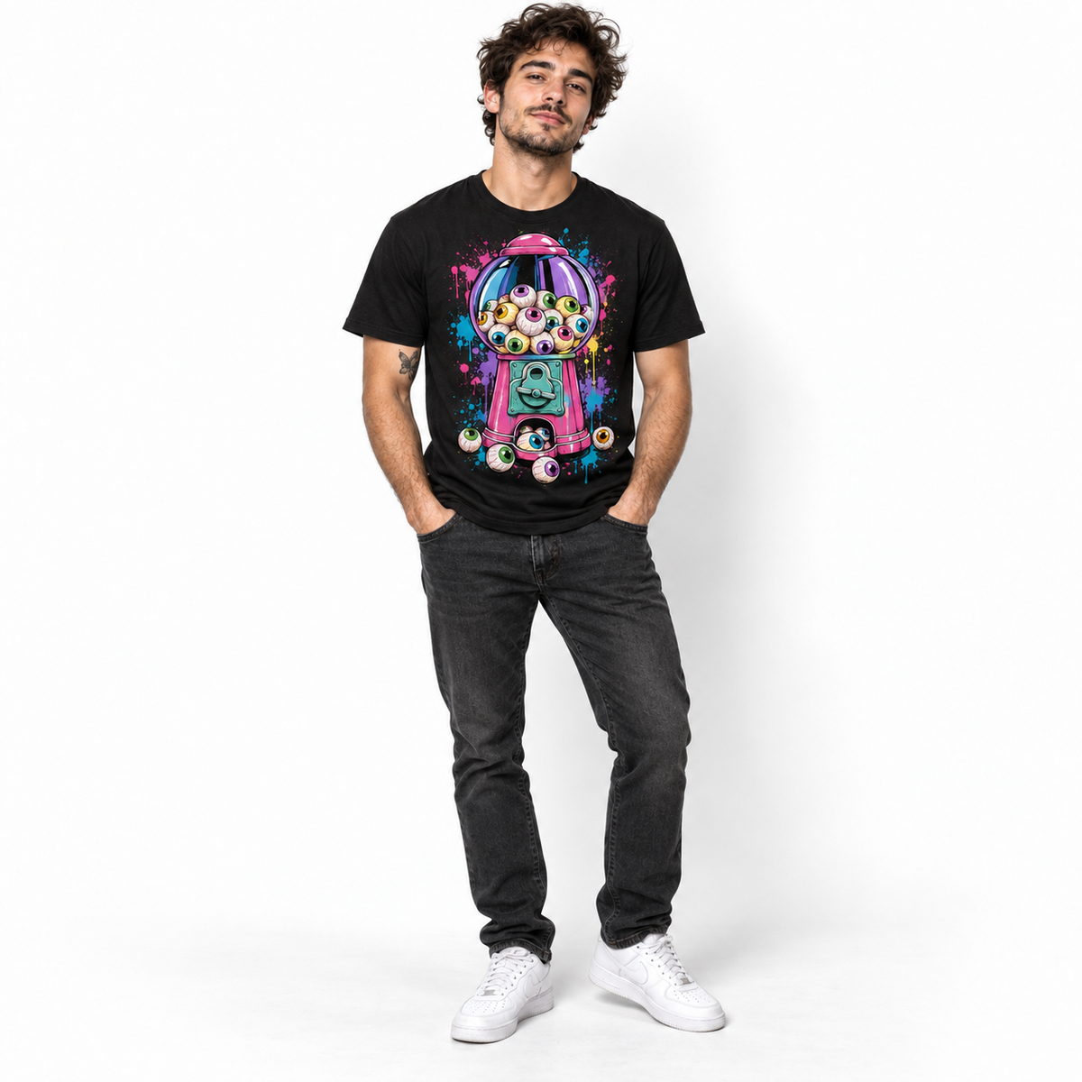 Creepy Eyeball Gumball Machine Horror Men's Graphic T-Shirt