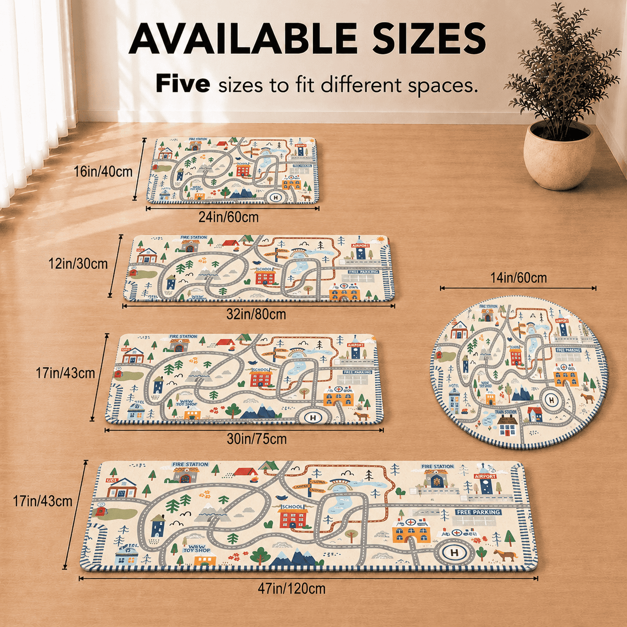 Kids Road Play Rug, Neutral Playroom Carpet, Montessori City Map Mat, Car Track Nursery Decor, Toddler Bedroom Area Rug, Montessori Rug