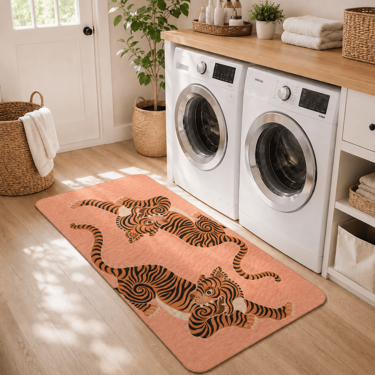 Tibetan Tiger Bath Rug Quick Dry Super Absorbent Non Slip Modern Animal Decor