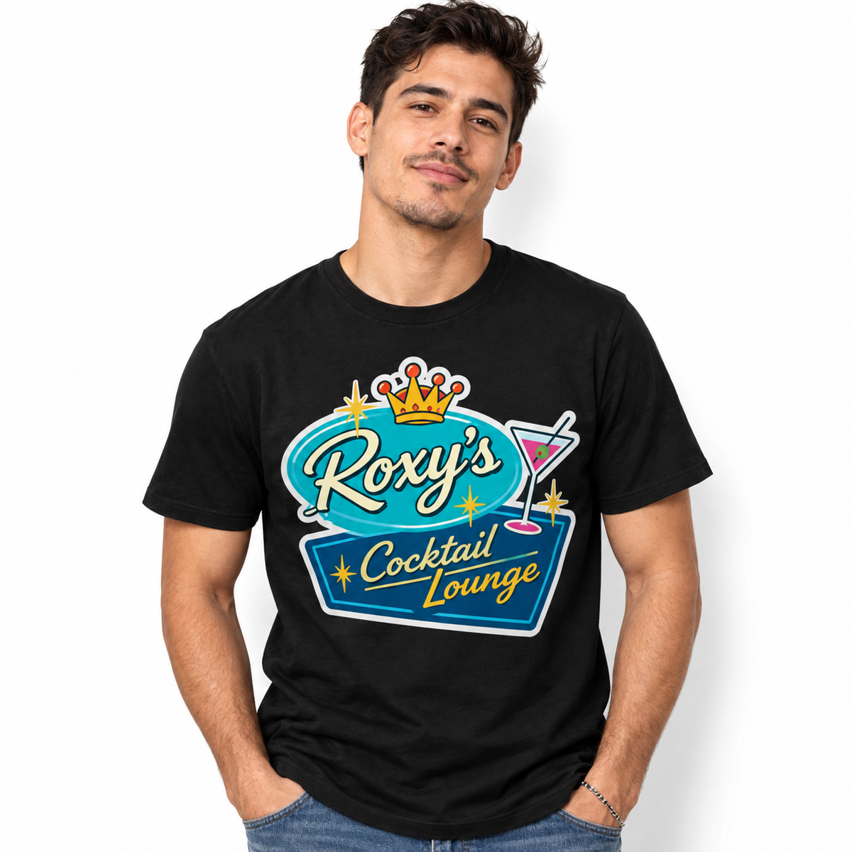 Retro Cocktail Lounge Neon Sign Men's Graphic T-Shirt