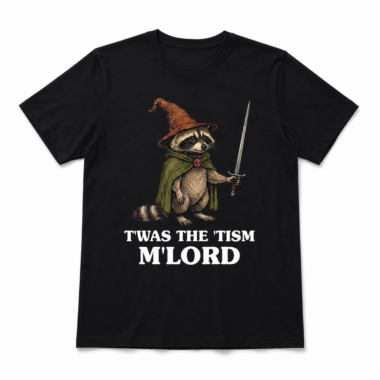 Funny Twas the Tism Lord Raccoon Wizard Meme Graphic T-Shirt for Men