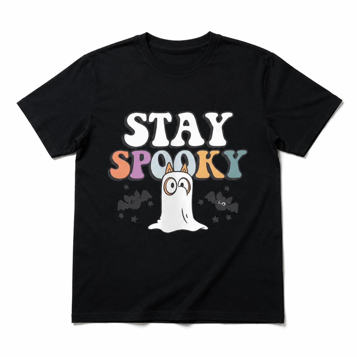 Stay Spooky Cute Ghost Halloween Bats Retro Funny Graphic Men's T-Shirt