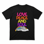 Love Peace and Soul Retro Train Rainbow Graphic Men's T-Shirt