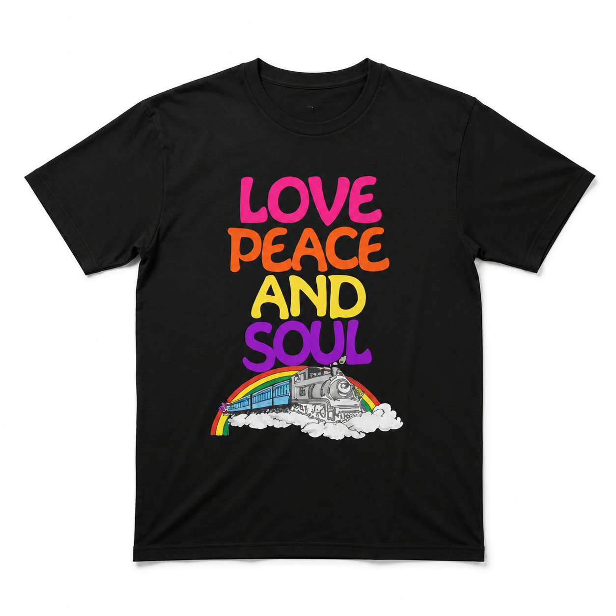 Love Peace and Soul Retro Train Rainbow Graphic Men's T-Shirt