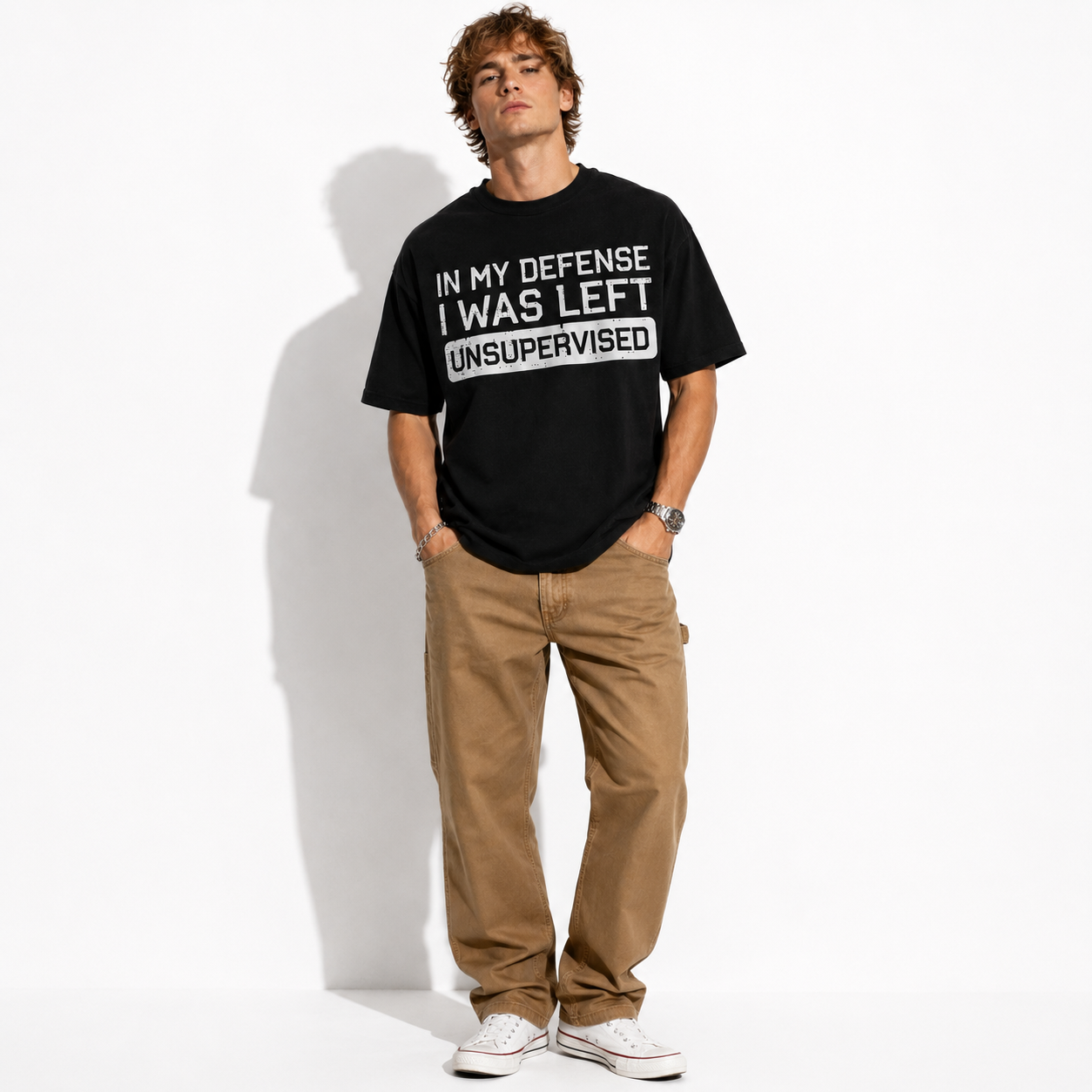 In My Defense I Was Left Unsupervised Funny T-Shirt for Men