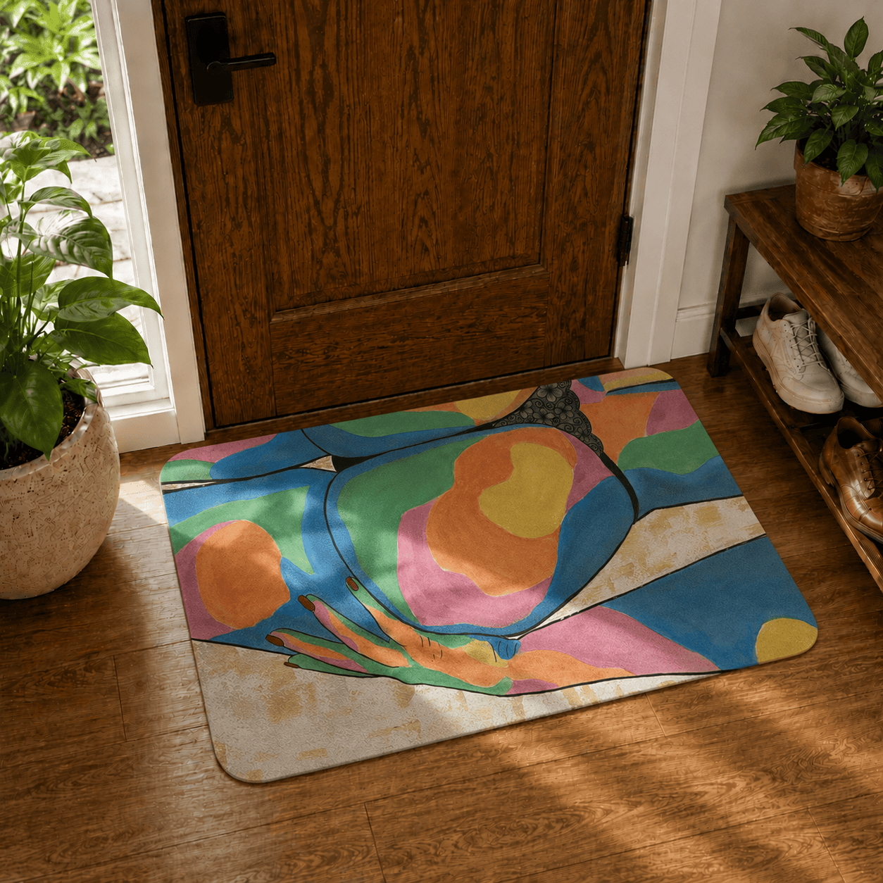 Abstract Women Body Art Bath Rug Quick Dry Super Absorbent Non Slip Pop Art Decor