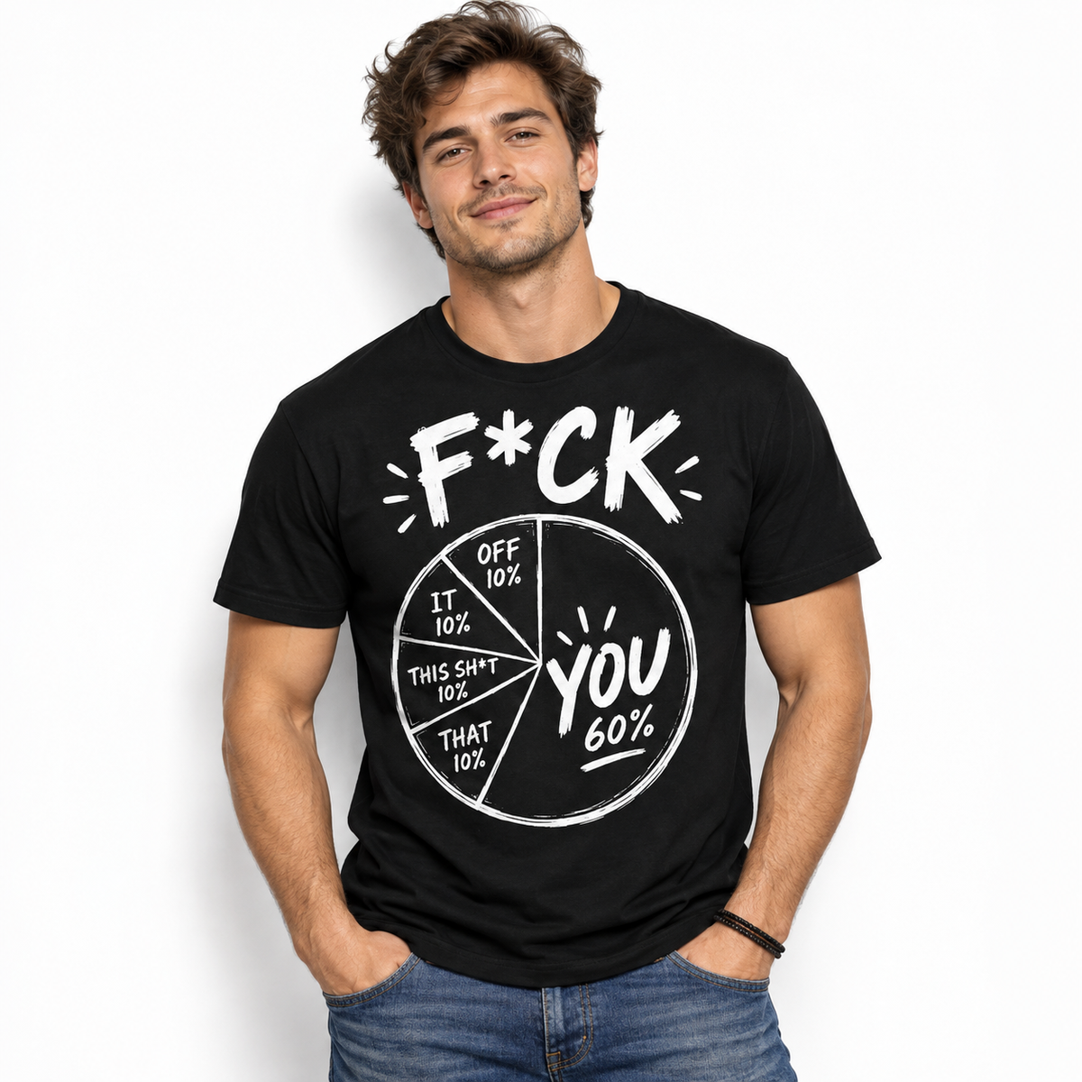 Fck You Pie Chart Funny Sarcastic Adult Humor Graphic Men's T-Shirt