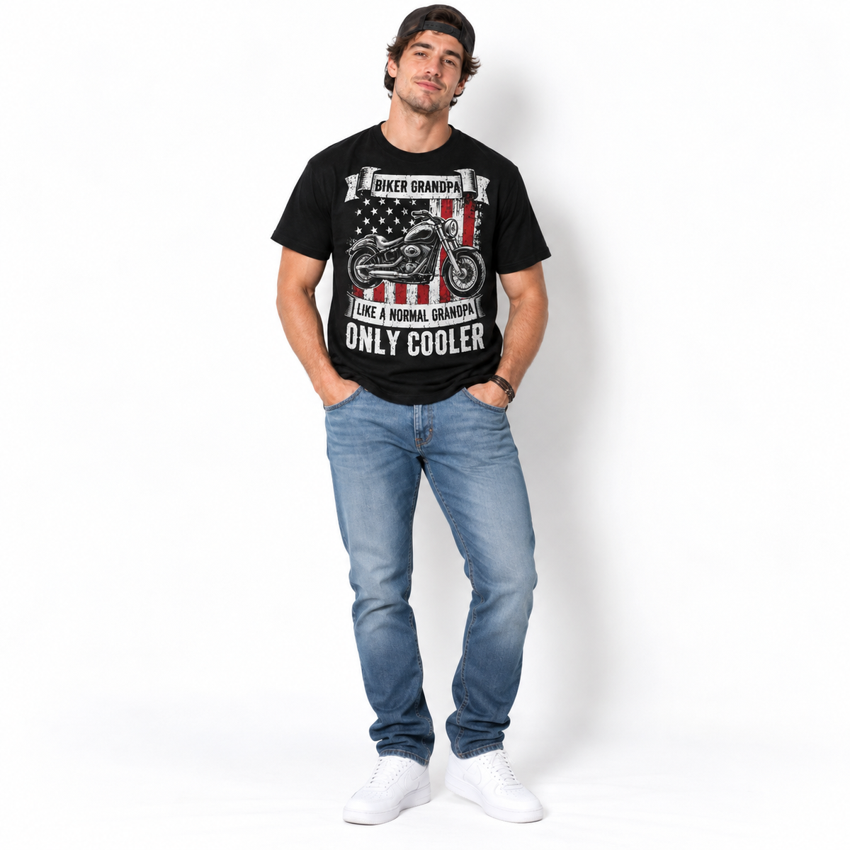 Biker Grandpa Like a Normal Grandpa Only Cooler Motorcycle Men's T-Shirt