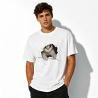 Cute Cat Graphic Tee Kitten Peek Hole Funny T-Shirt Casual Cotton Shirt