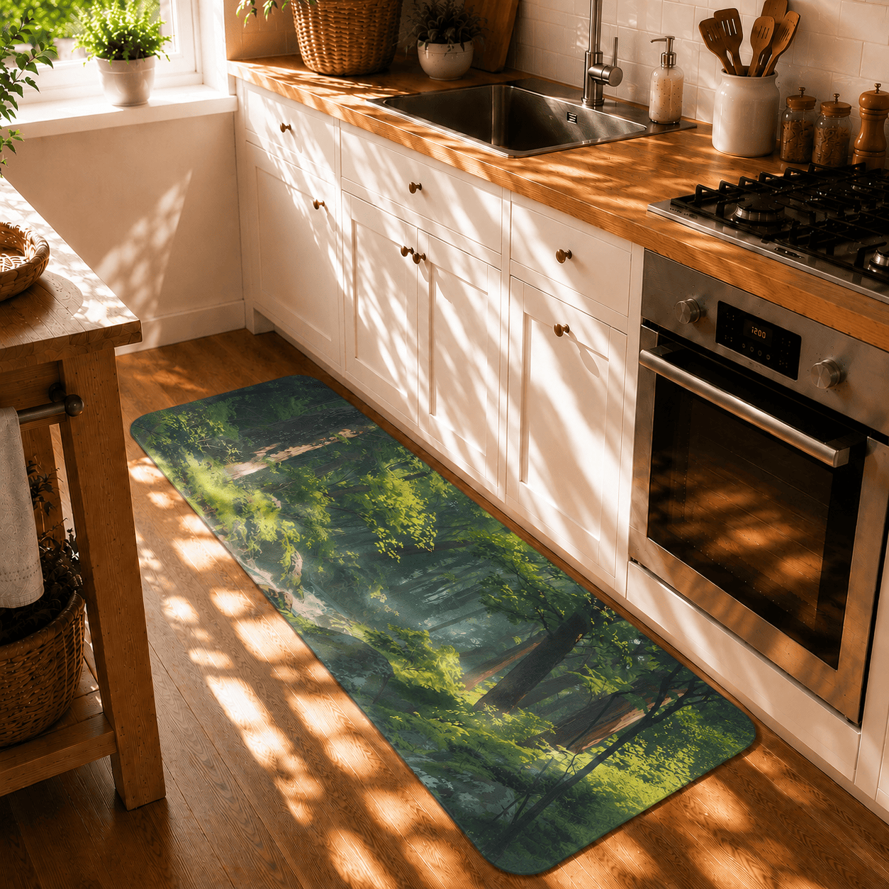 Anime Forest Bath Rug Quick Dry Super Absorbent Non Slip Vibrant Nature Decor