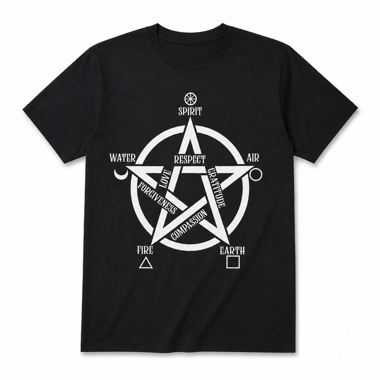 Five Elements Pentagram Spirit Earth Air Fire Water Wiccan Men's T-Shirt