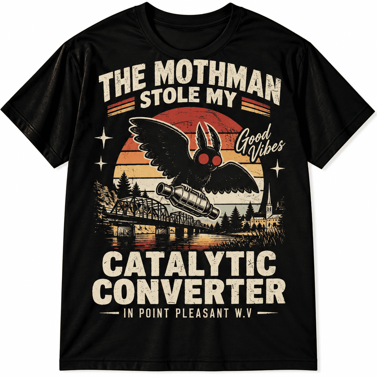 Mothman Stole My Catalytic Converter Funny Cryptid Men's T-Shirt