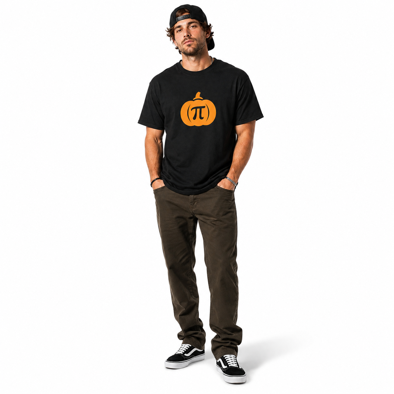 Pi Pumpkin Math Halloween Funny Geek Nerd Teacher Graphic Men's T-Shirt