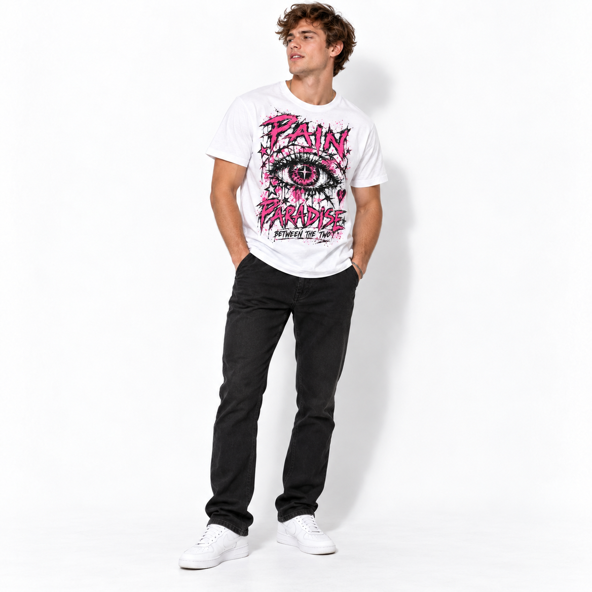 Pain Paradise Pink Eye Punk Street Art Men's Graphic T-Shirt