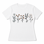 Minimalist Wildflower Garden T-Shirt | Delicate Floral Line Art Graphic Tee