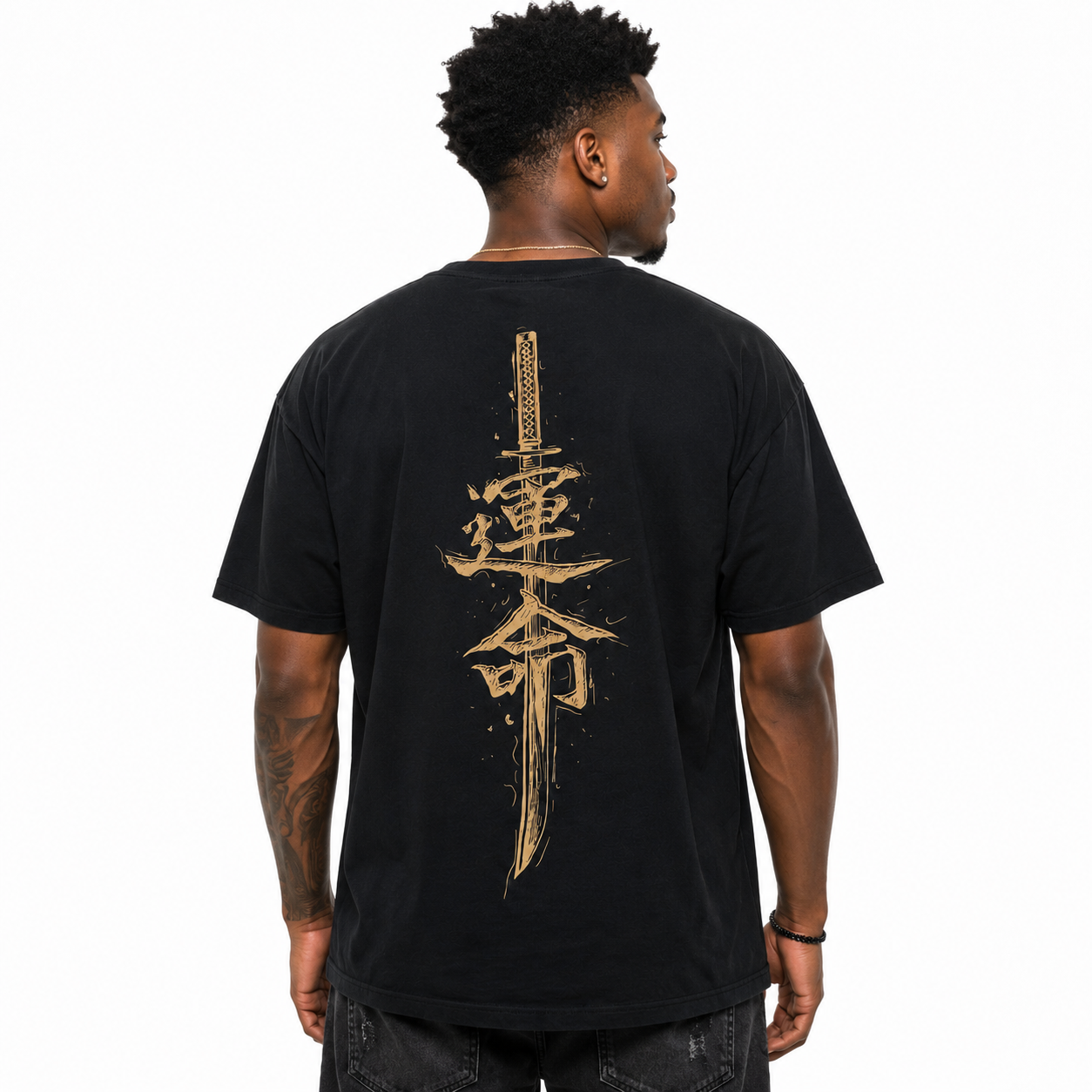 HOT Mens Short Sleeve Quick Dry T Shirt Skin Friendly Comfy Japanese Kanji Sword