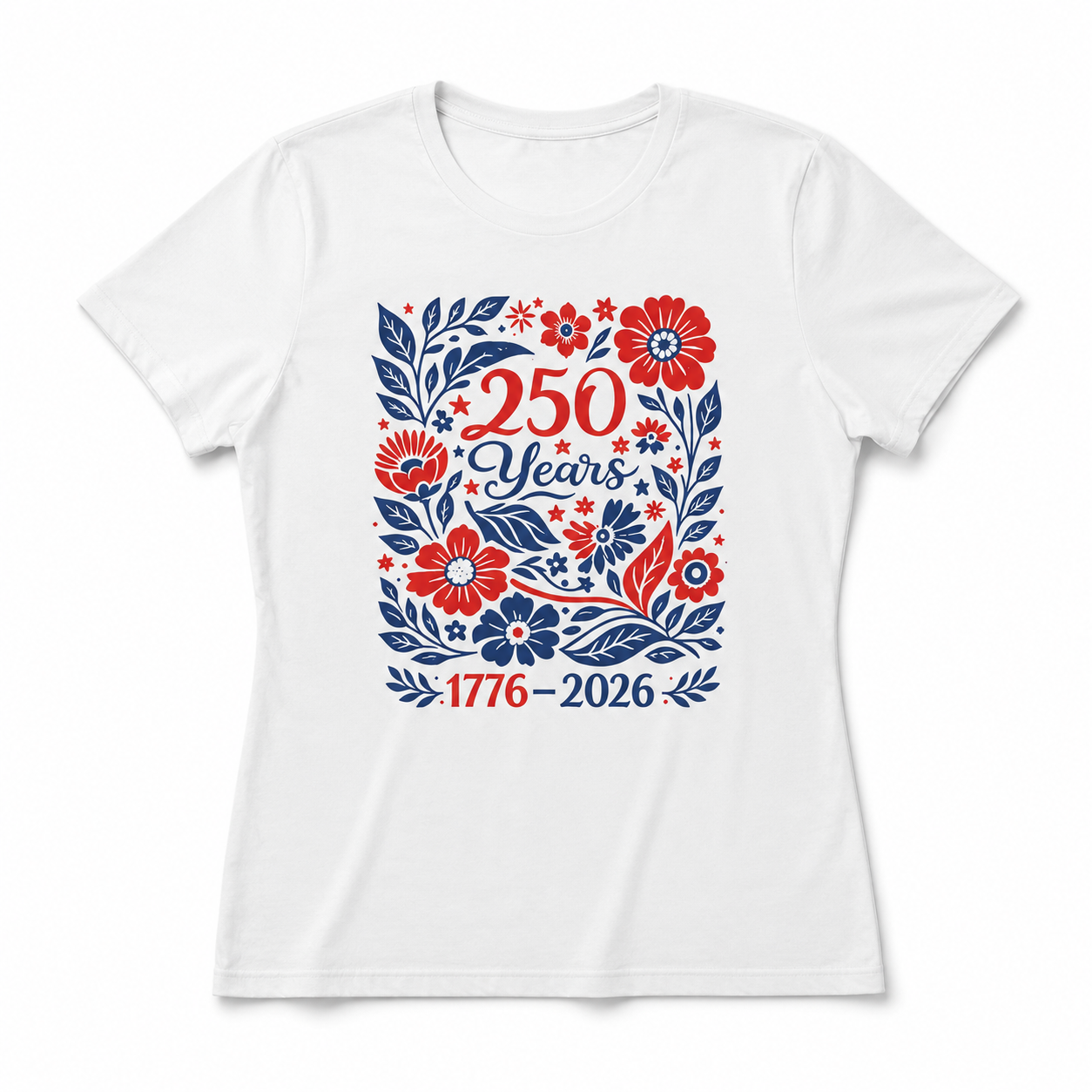 Women's USA 250th Birthday 1776–2026 Floral Butterfly Patriotic T-Shirt
