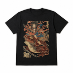 Vintage Samurai Riding Giant Toad Graphic T-Shirt Japanese Art Tee