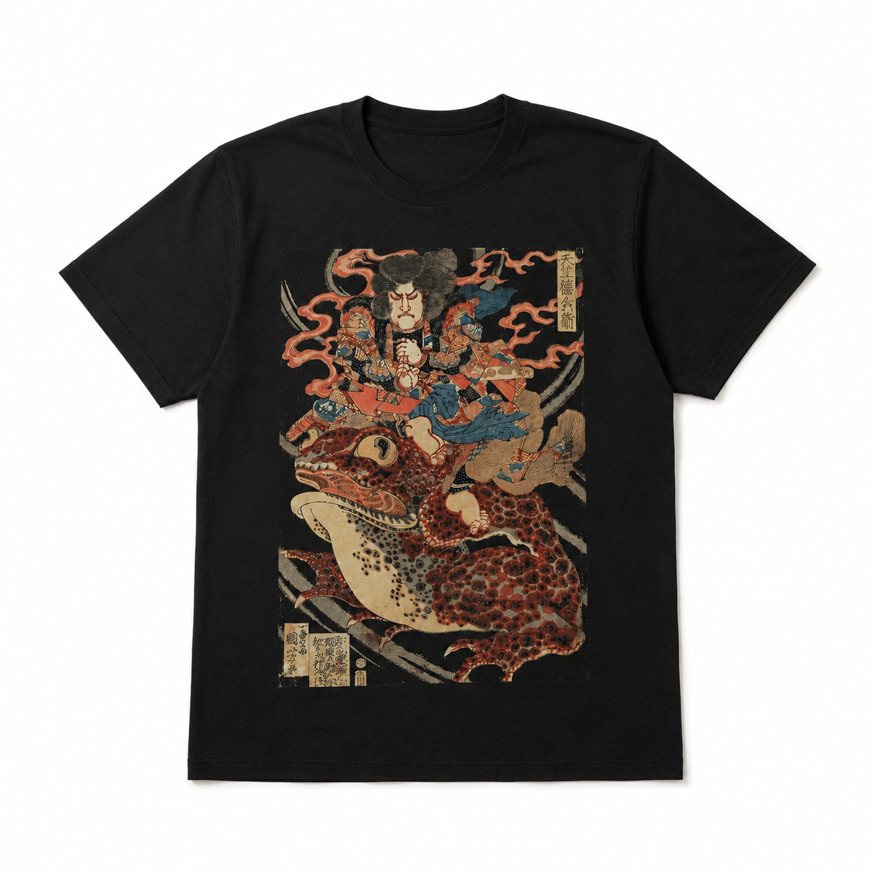 Vintage Samurai Riding Giant Toad Graphic T-Shirt Japanese Art Tee