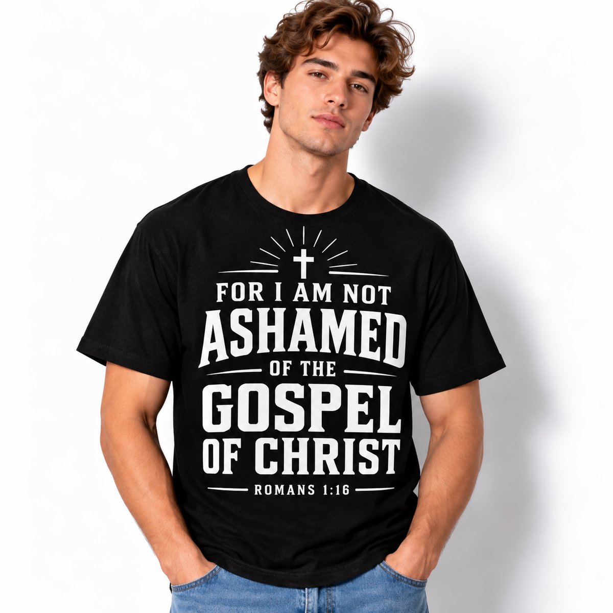 Not Ashamed of the Gospel Romans 1:16 Christian Men's Graphic T-Shirt