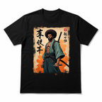 Retro African Samurai Graphic T-Shirt Japanese Warrior Streetwear Casual Tee