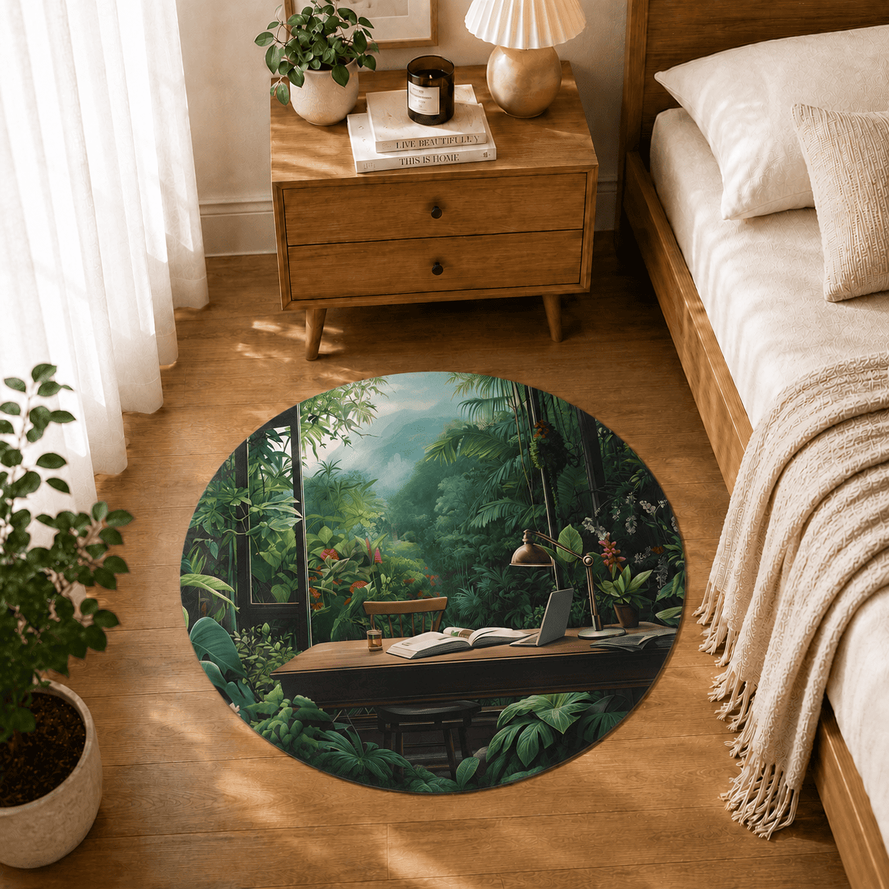 Green Rainforest Kitchen Mat Quick Dry Super Absorbent Non Slip Anime Lofi Decor