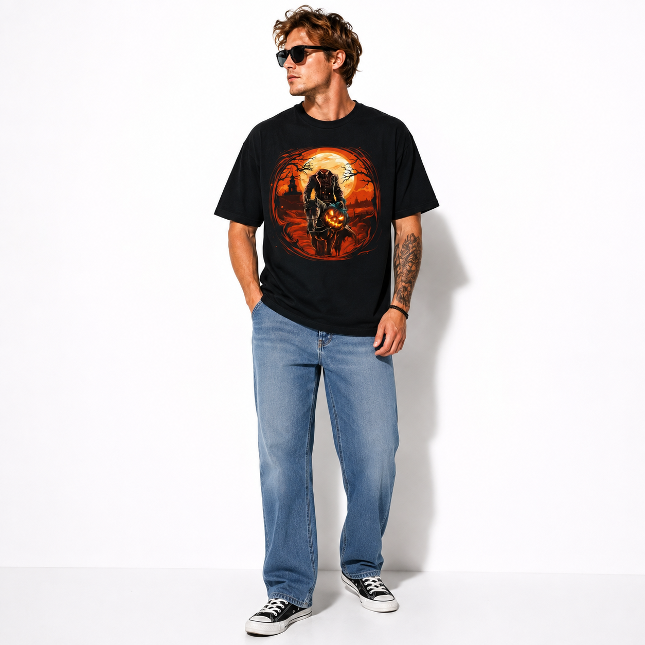 Headless Horseman Pumpkin Halloween Gothic Horror Rider Graphic Men's T-Shirt