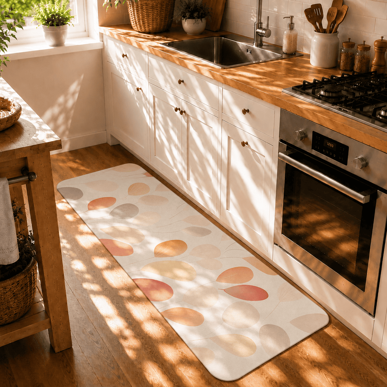 Boho Fall Leaves Entryway Mat Quick Dry Super Absorbent Non Slip Autumn Decor