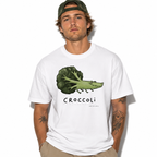 Croccoli Funny Broccoli Crocodile Graphic T-Shirt Cute Food Pun Tee for Men