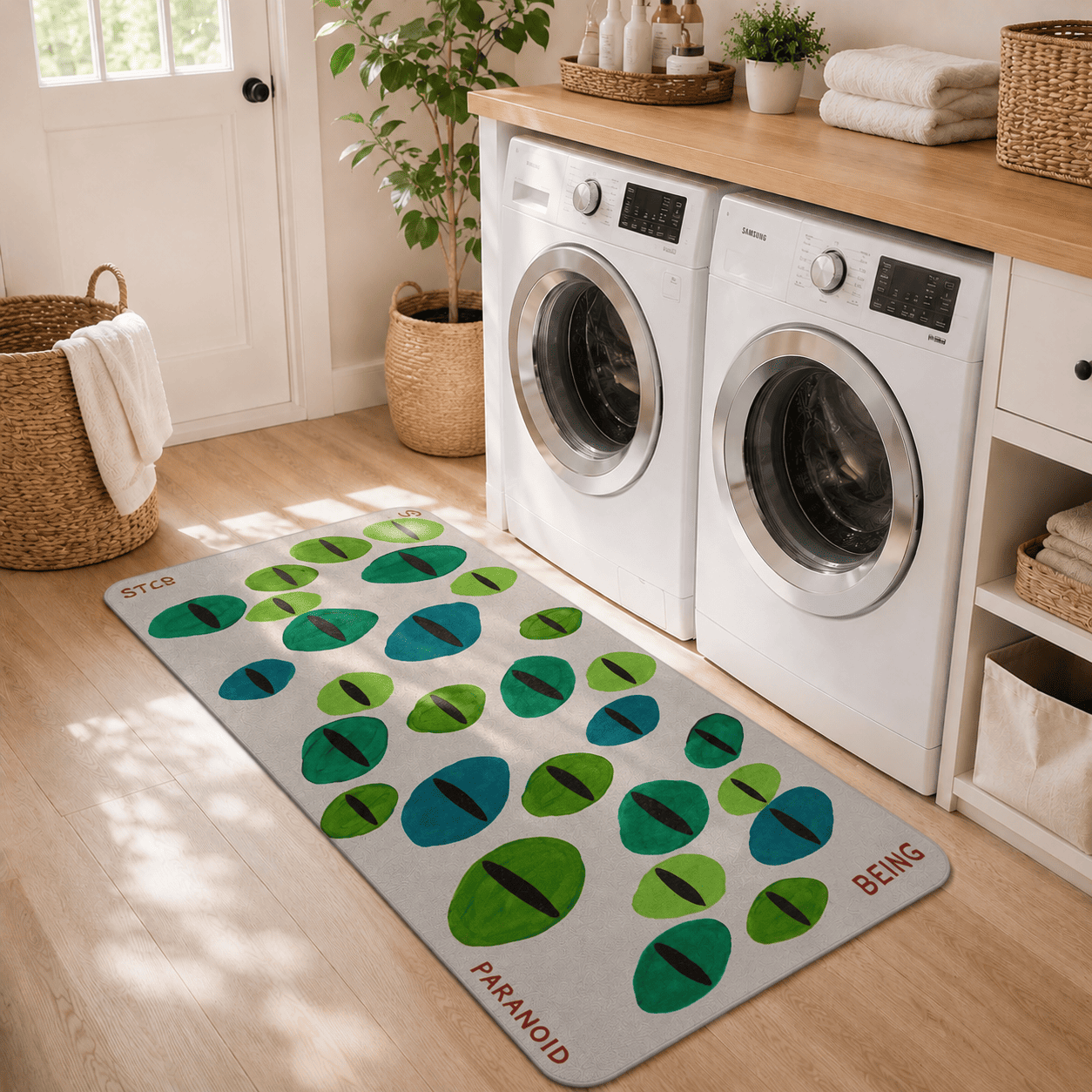 Paranoid Eyes Floor Mat Quick Dry Super Absorbent Non Slip Psychedelic Decor