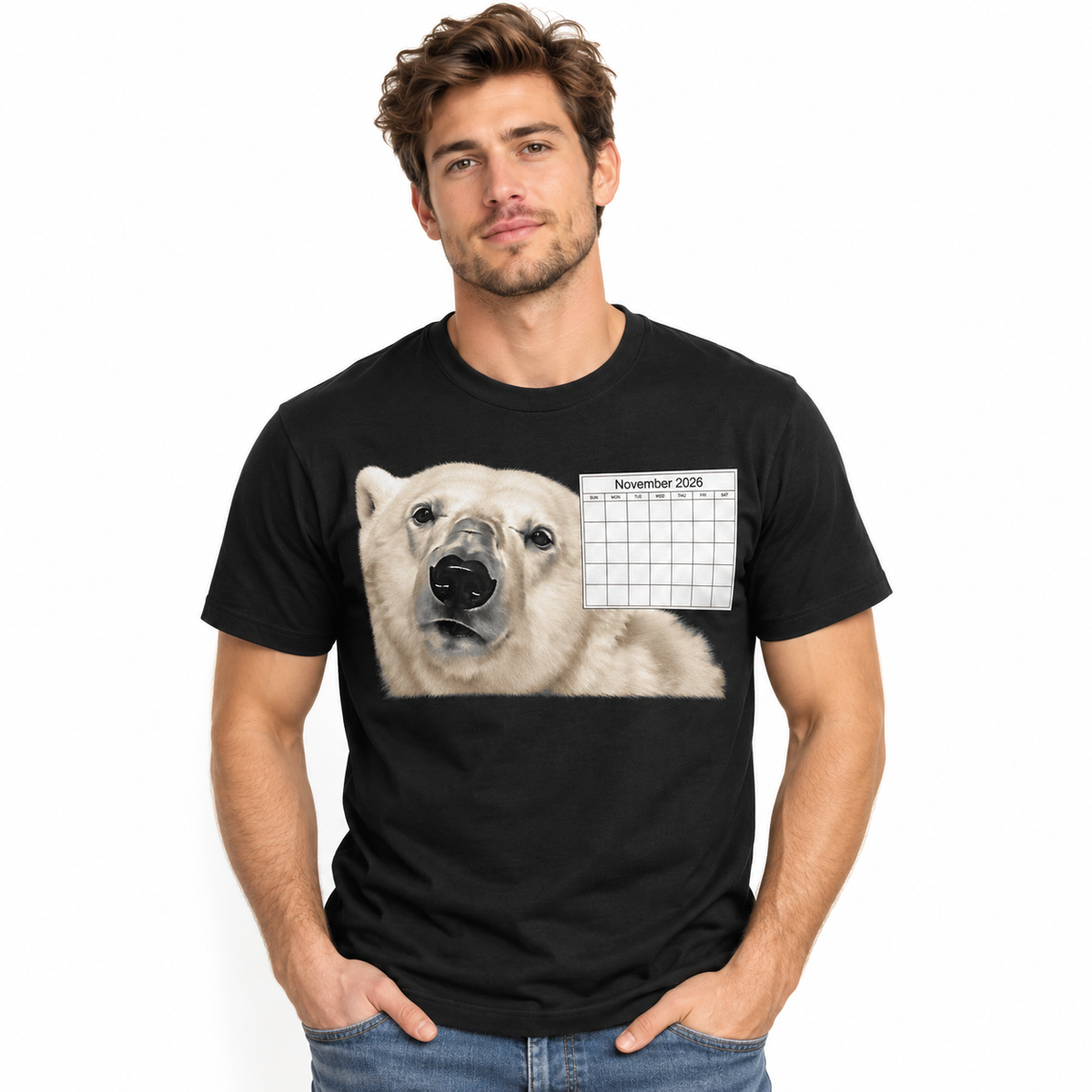 Remember November 2026 Polar Bear Calendar Meme Funny Graphic T-Shirt